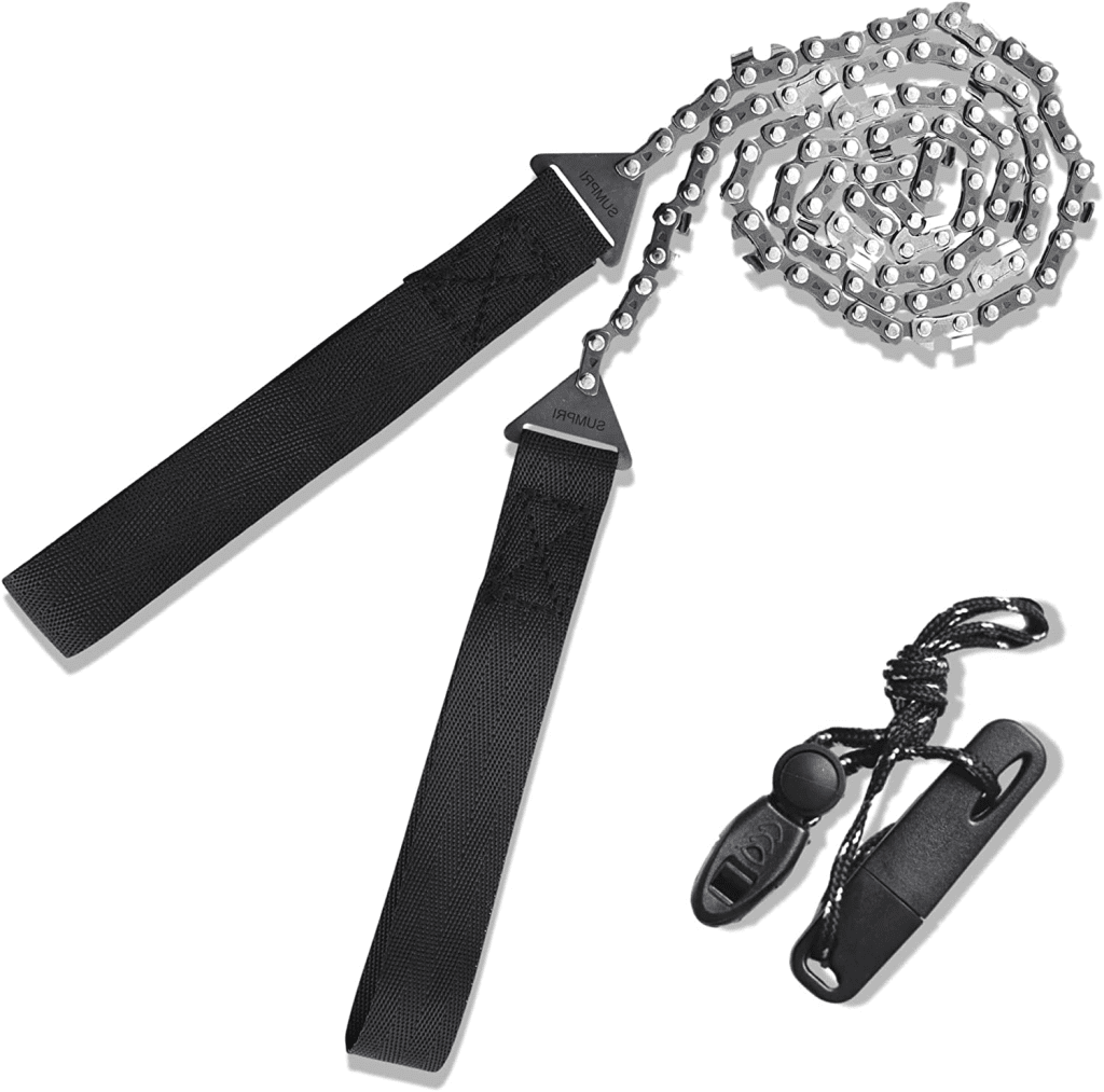 SUMPRI Pocket Chainsaw Survival Gear -36 Inch Long Chain & Free Fire Starter Kit -Compact Hand Saw for Trees