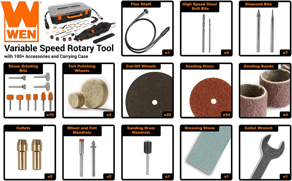 WEN Rotary Tool Kit 23103 Features